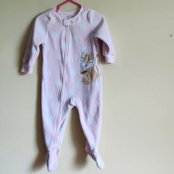 Carters Pink Sleeper One Piece Zipper Girls Baby Size 12 Months - Picture 2 of 6